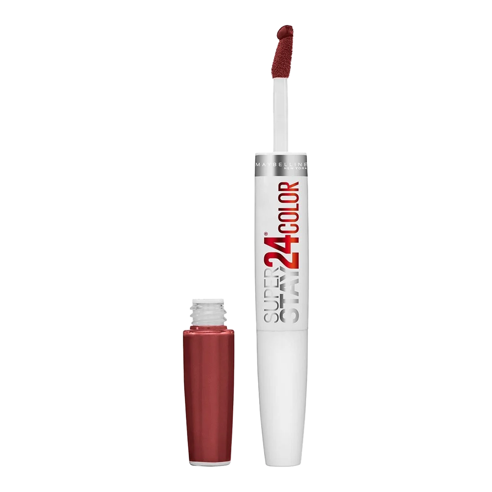 Maybelline Super Stay 2-Step Lipstick 005 EVERLASTING WINE with longwear, no-flake colour in a 2-step format – available now at Blush Fiji