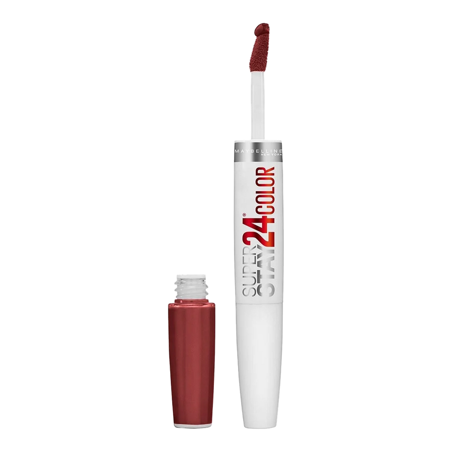 Maybelline Super Stay 2-Step Lipstick 005 EVERLASTING WINE with longwear, no-flake colour in a 2-step format – available now at Blush Fiji