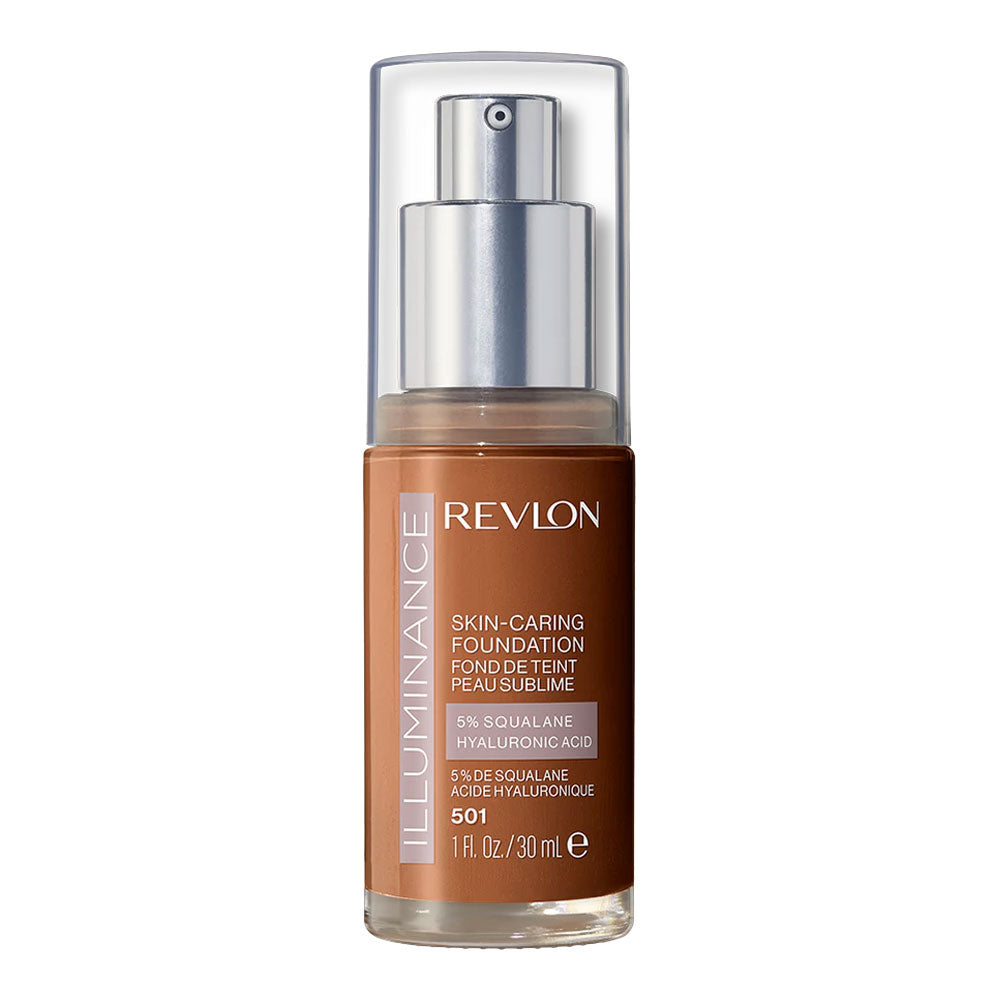 Revlon Illuminance Foundation in shade 501 TOASTED CARAMEL - hydrating, skin-caring coverage