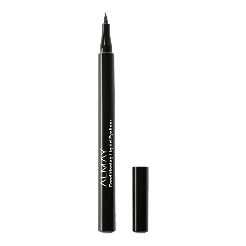 Almay Conditioning Liquid Eyeliner 010 Black with felt tip, matte finish, waterproof formula, and lash-conditioning complex