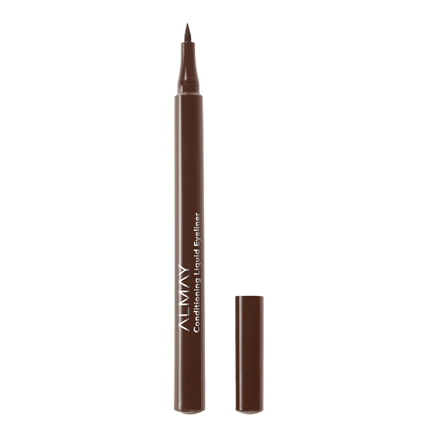 Almay Conditioning Liquid Eyeliner 020 Brown with nourishing formula, matte brown pigment, and flexible felt tip
