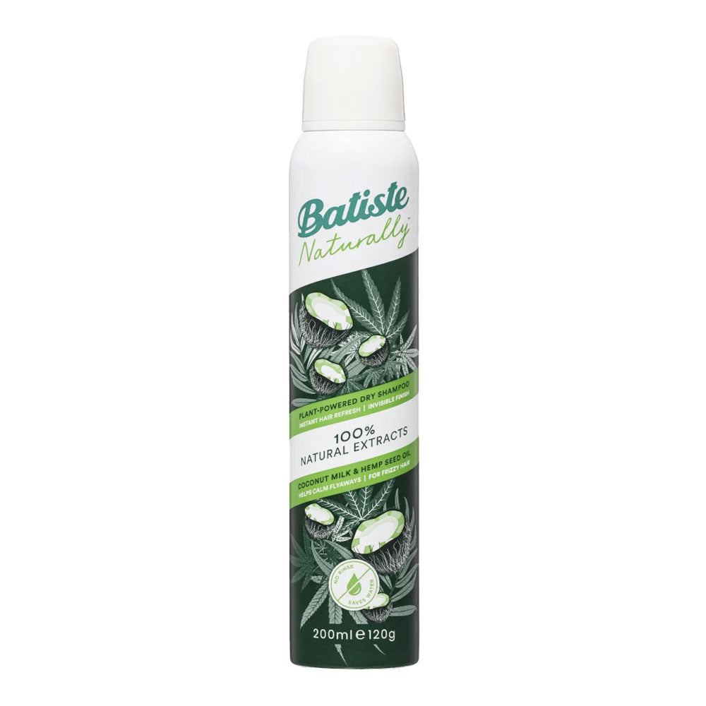 Batiste Dry Shampoo with Coconut Milk & Hemp – 200ml, oil-absorbing, sulfate-free, for limp or oily hair