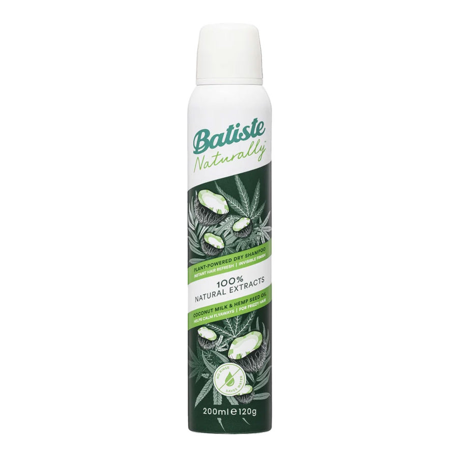 Batiste Dry Shampoo with Coconut Milk & Hemp – 200ml, oil-absorbing, sulfate-free, for limp or oily hair