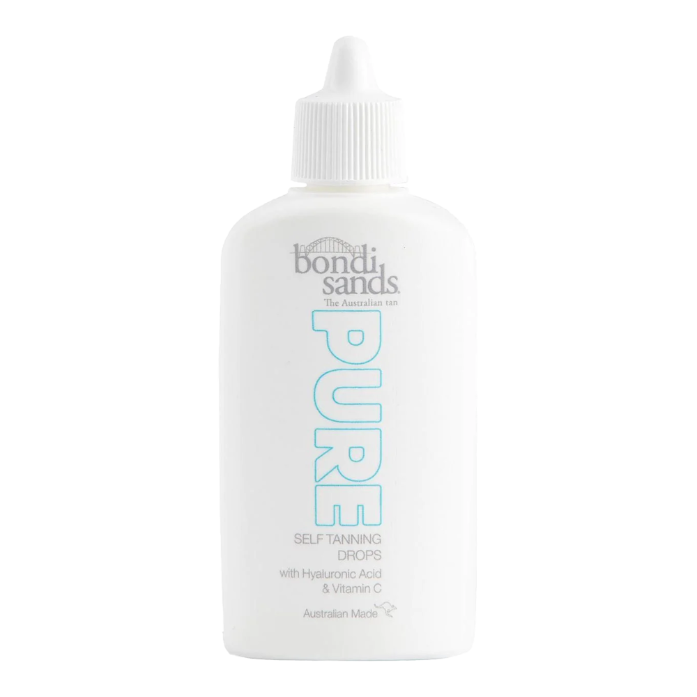 Bondi Sands Pure Self Tanning Drops with hyaluronic acid, vitamin C and E. Fragrance-free, customisable & for sensitive skin.