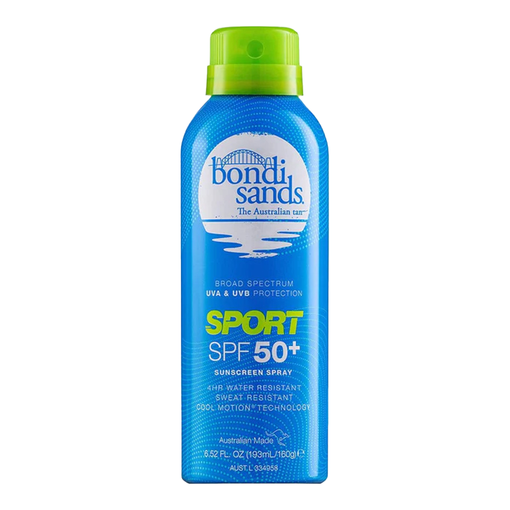 Bondi Sands Sport SPF 50+ Sunscreen Mist with Cool Motion Technology for fast-drying, sweat-resistant sun protection