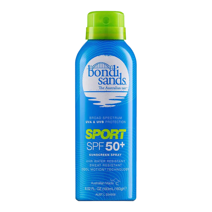 Bondi Sands Sport SPF 50+ Sunscreen Mist with Cool Motion Technology for fast-drying, sweat-resistant sun protection