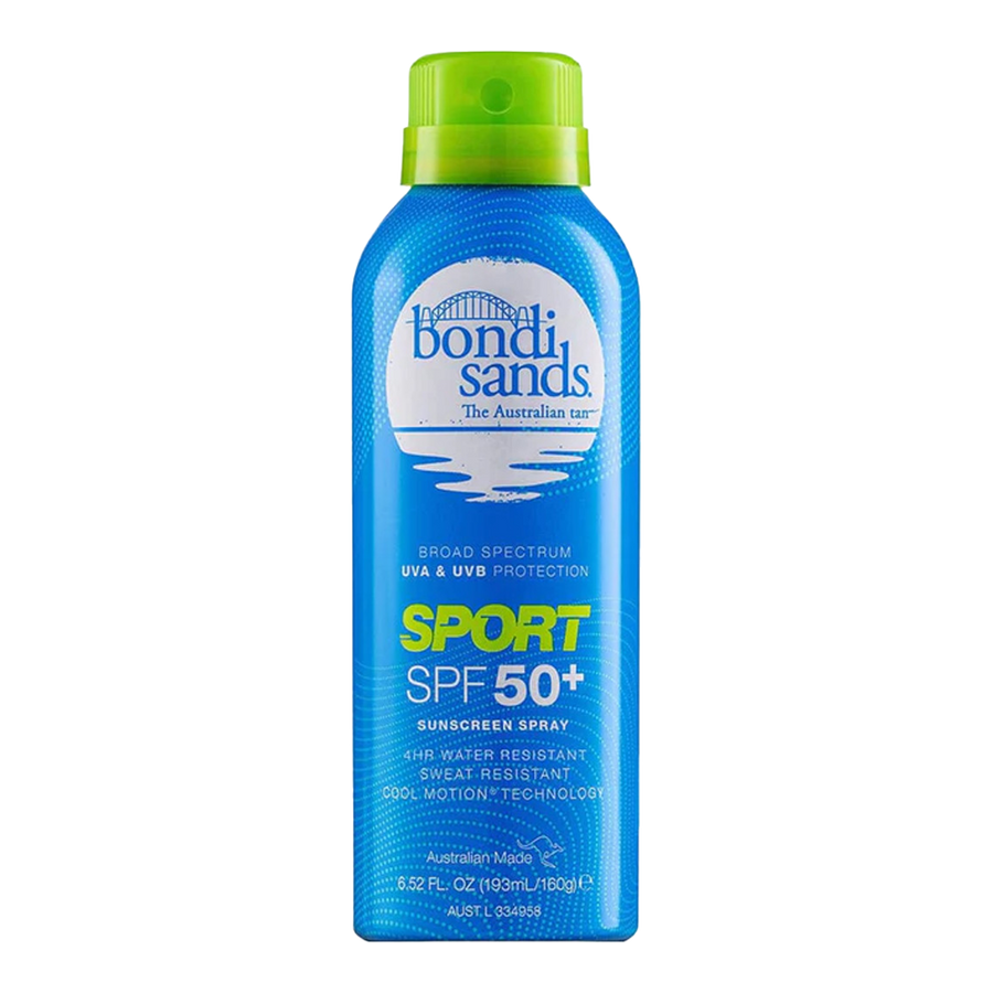 Bondi Sands Sport SPF 50+ Sunscreen Mist with Cool Motion Technology for fast-drying, sweat-resistant sun protection