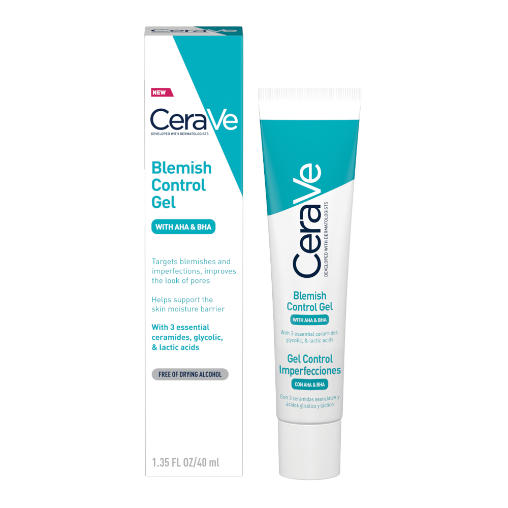 CeraVe Blemish Control Gel with AHA/BHA and salicylic acid – clears pores and smooths acne-prone skin, alcohol-free formula