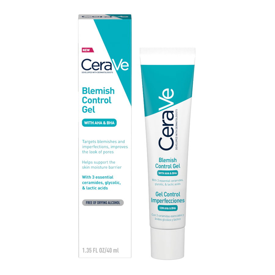 CeraVe Blemish Control Gel with AHA/BHA and salicylic acid – clears pores and smooths acne-prone skin, alcohol-free formula