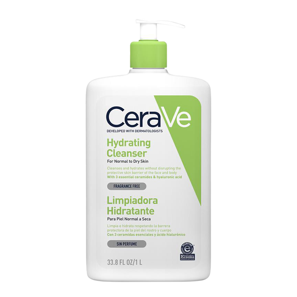 CeraVe 1L hydrating face wash with ceramides and hyaluronic acid – gentle cleanser for dry, sensitive skin