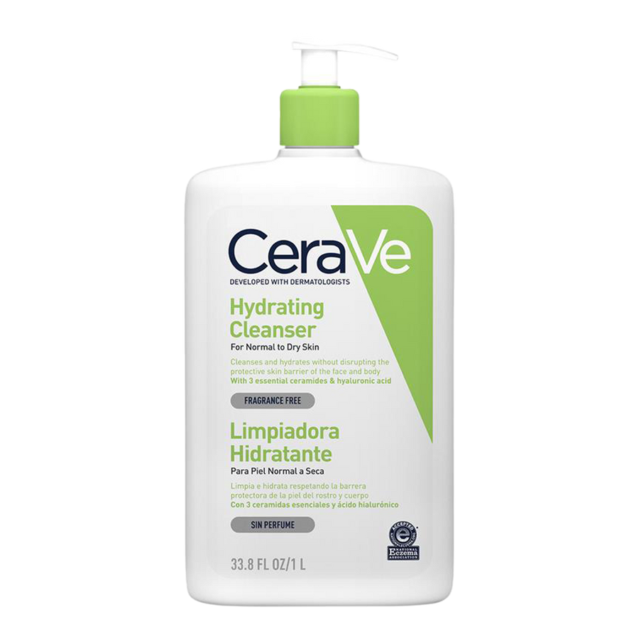 CeraVe 1L hydrating face wash with ceramides and hyaluronic acid – gentle cleanser for dry, sensitive skin