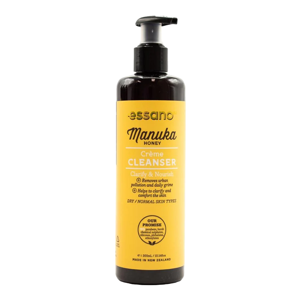Essano Manuka Honey Creme Cleanser tube, enriched with Manuka honey and aloe vera to hydrate and cleanse dry skin