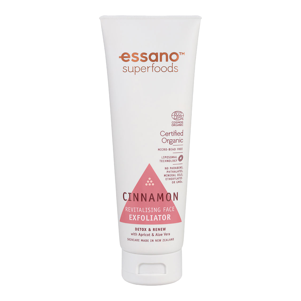 Essano Superfoods Cinnamon Exfoliator – Gently exfoliates with cinnamon and coconut powder for smoother, brighter skin.
