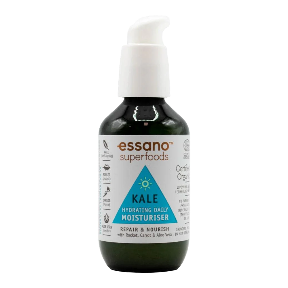 Essano Superfoods Kale Hydrating Daily Moisturiser – Hydrates with organic kale and coconut oil for smooth, nourished skin.