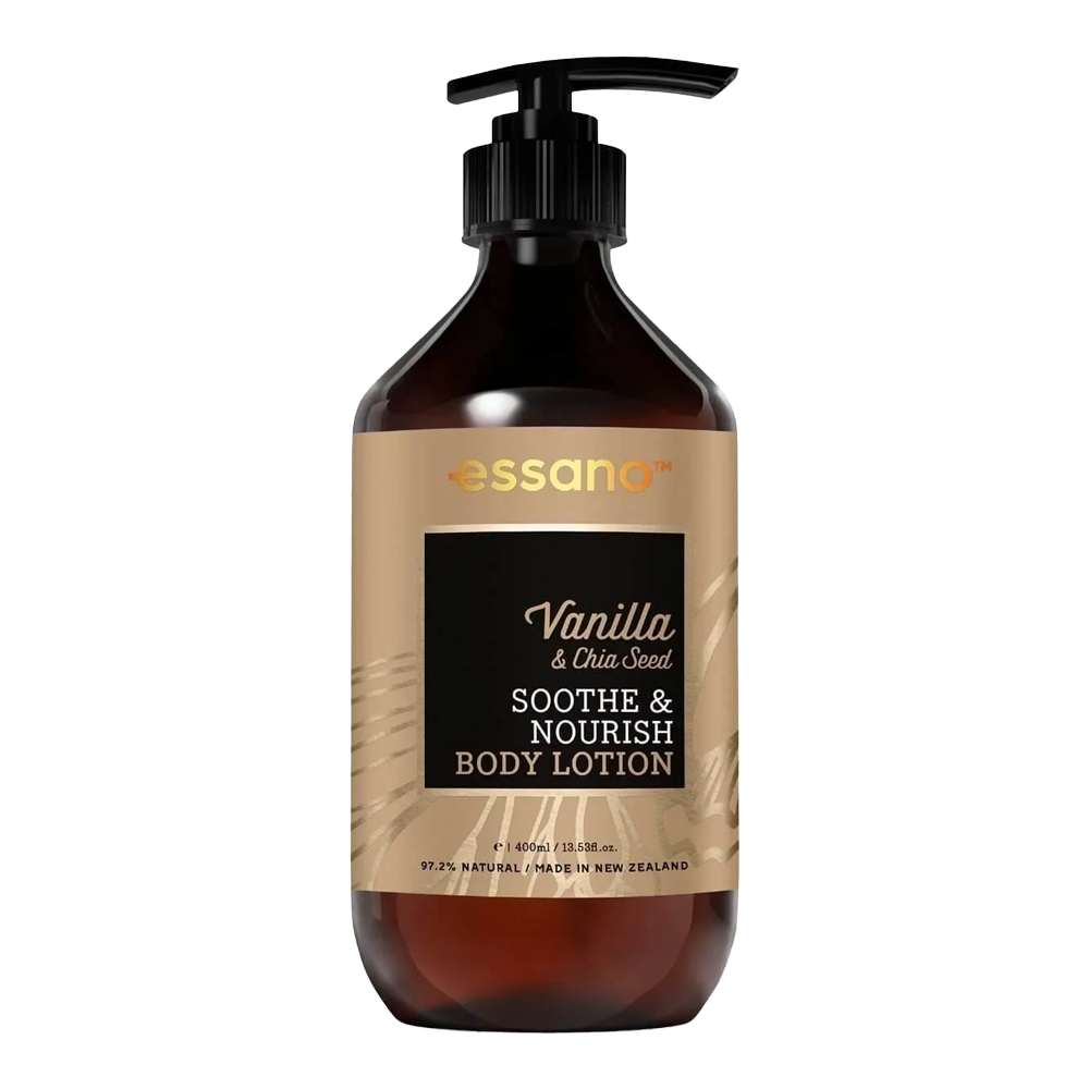 Essano Vanilla & Chia Seed Body Lotion – Nourishes with chia seed oil for smooth, hydrated skin and a vanilla fragrance.