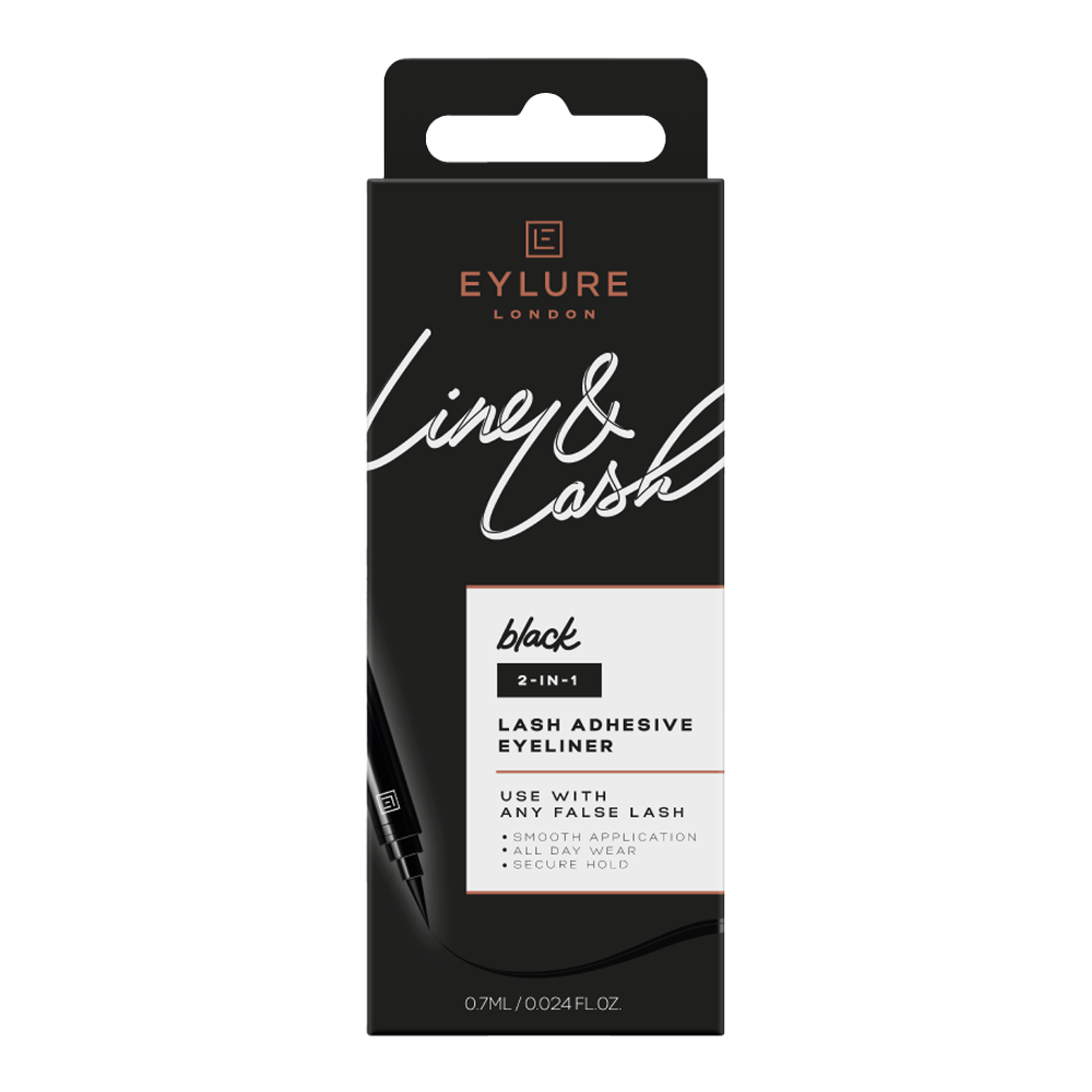 Eylure Line & Lash 2-in-1 Adhesive Eyeliner Black – smudge-proof liner and lash adhesive with all-day hold, Blush Fiji