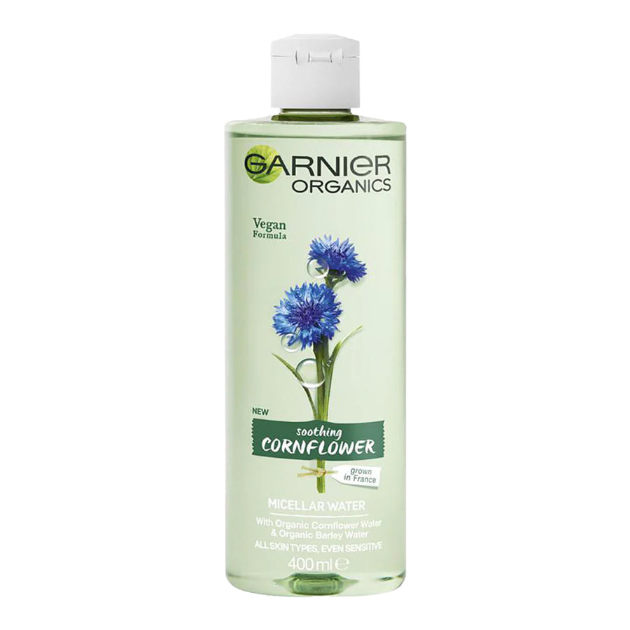 Garnier Organics Micellar Water 400ml – vegan formula with organic cornflower, glycerin & recycled bottle for sensitive skin