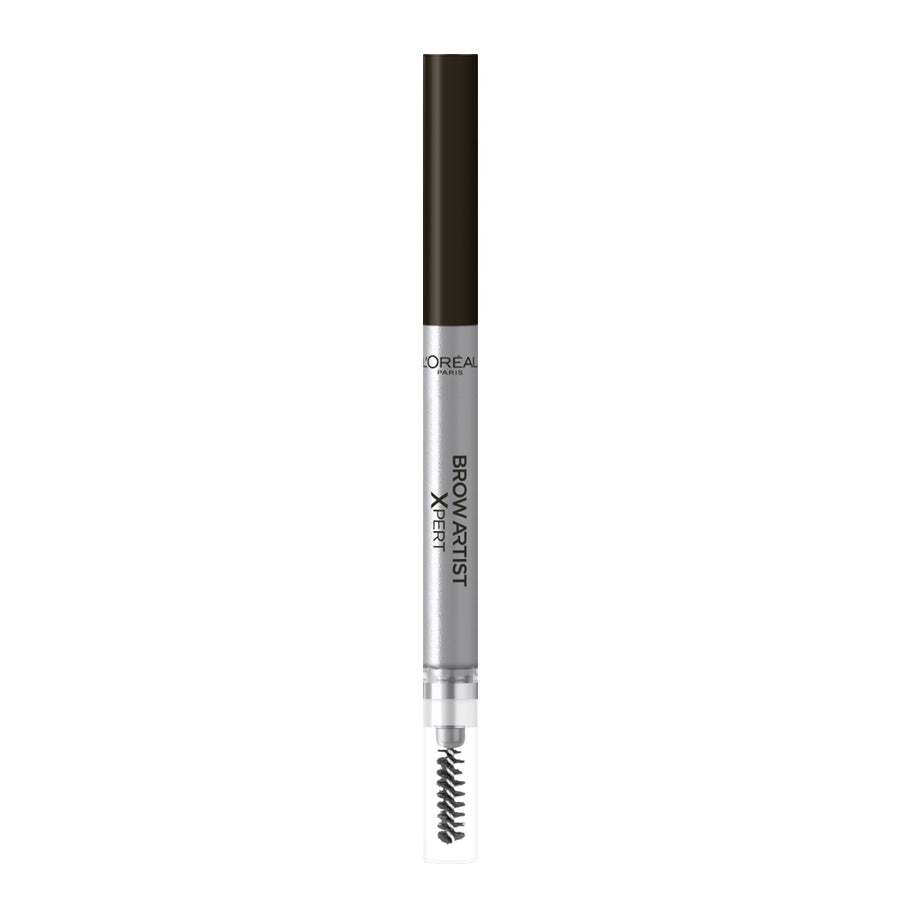 L'Oréal Brow Artist Xpert in EBONY – waterproof, smudge-proof formula with a built-in brush for defined brows