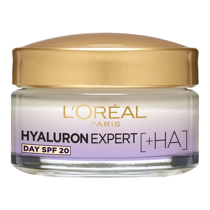 L'Oréal Hyaluron Expert Day Cream SPF 20 with hyaluronic acid and UV protection for smooth, plump skin