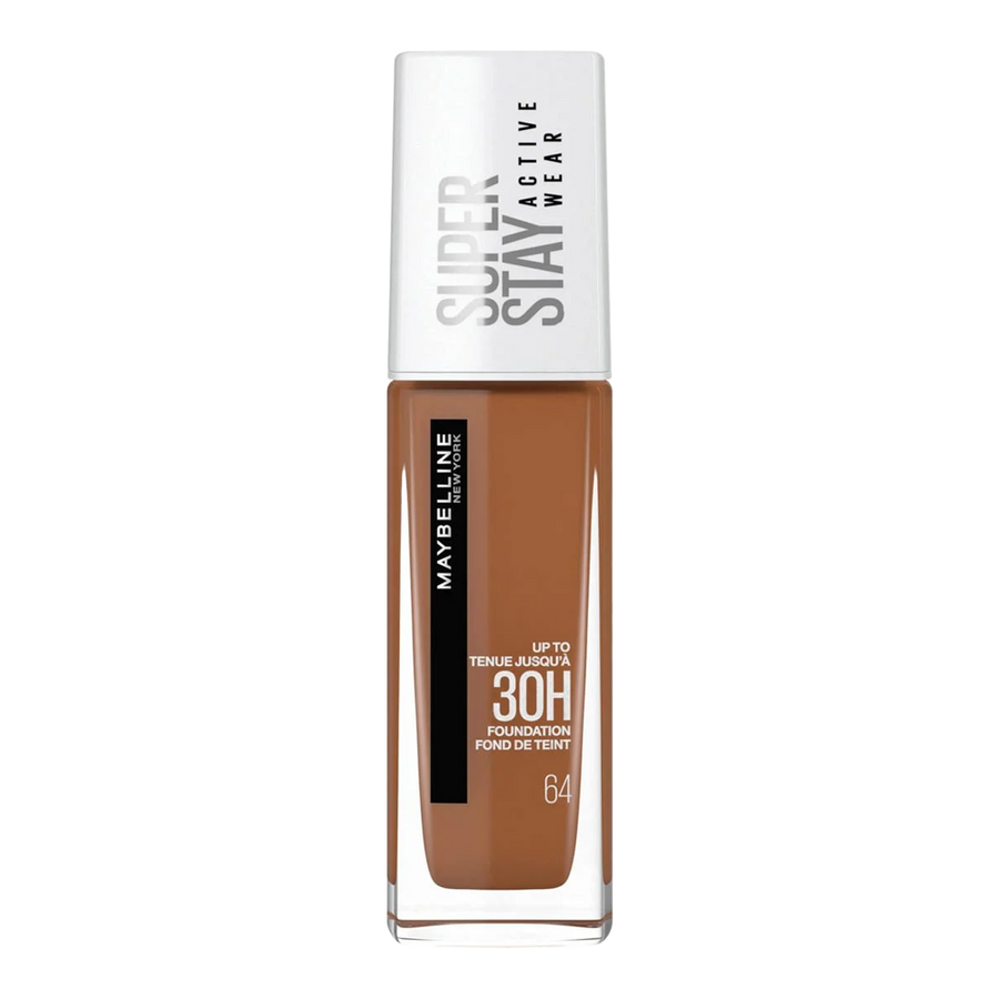 Maybelline Super Stay 30H Foundation 64 CHESTNUT – full coverage, matte, oil-free and transfer-resistant makeup
