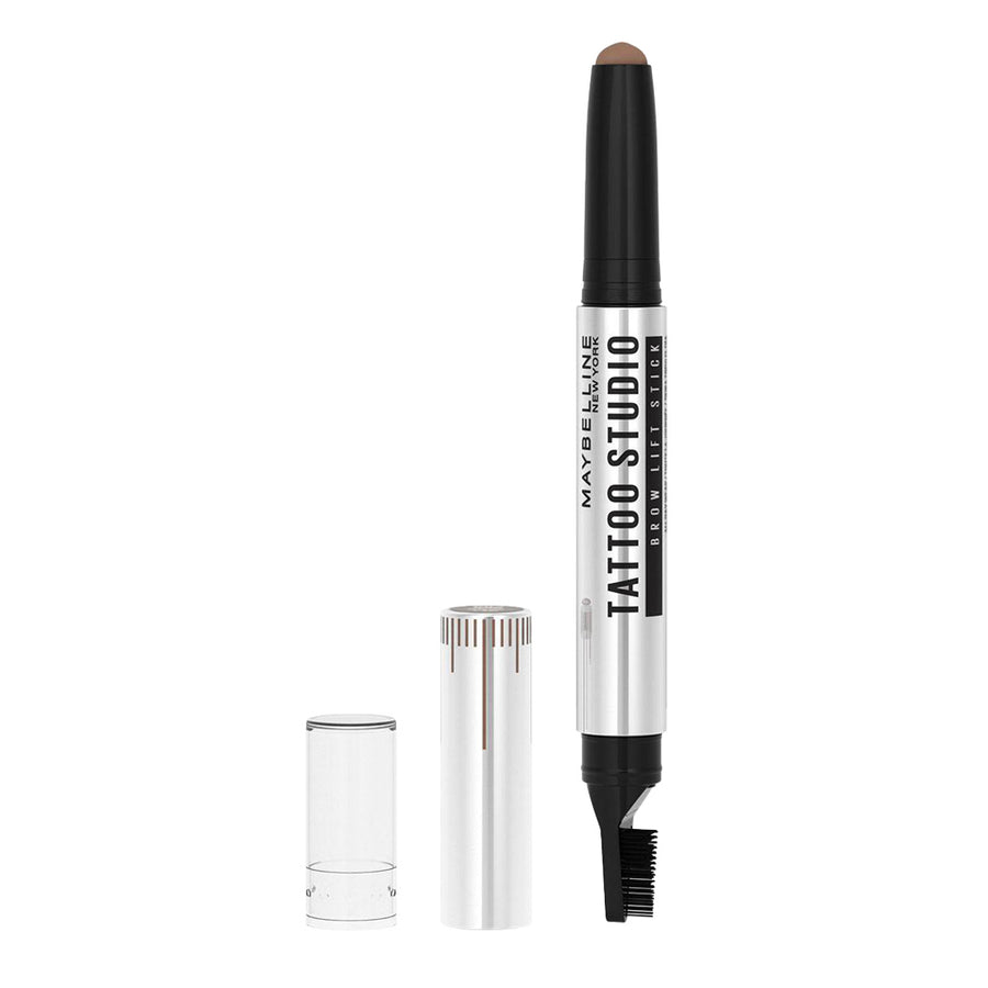 Maybelline Tattoo Studio Brow Lift Stick in SOFT BROWN – waterproof tinted wax with Lifter Brush for shaping and all-day hold