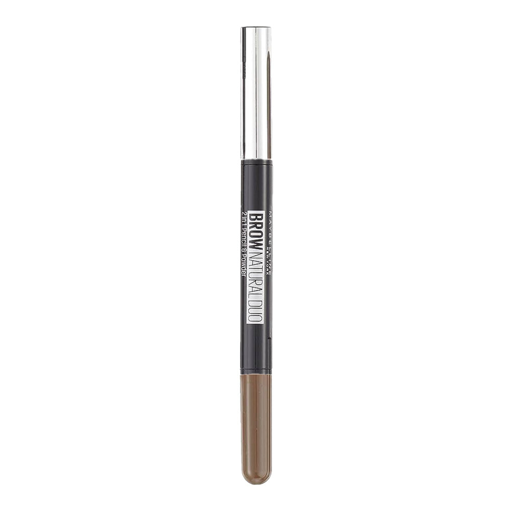 Maybelline Brow Natural Duo 0.65g Brown, 2-in-1 brow pencil and powder; waterproof, smudge-resistant natural finish