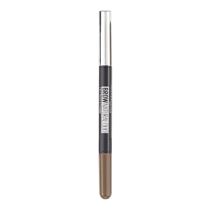 Maybelline Brow Natural Duo 0.65g Brown, 2-in-1 brow pencil and powder; waterproof, smudge-resistant natural finish