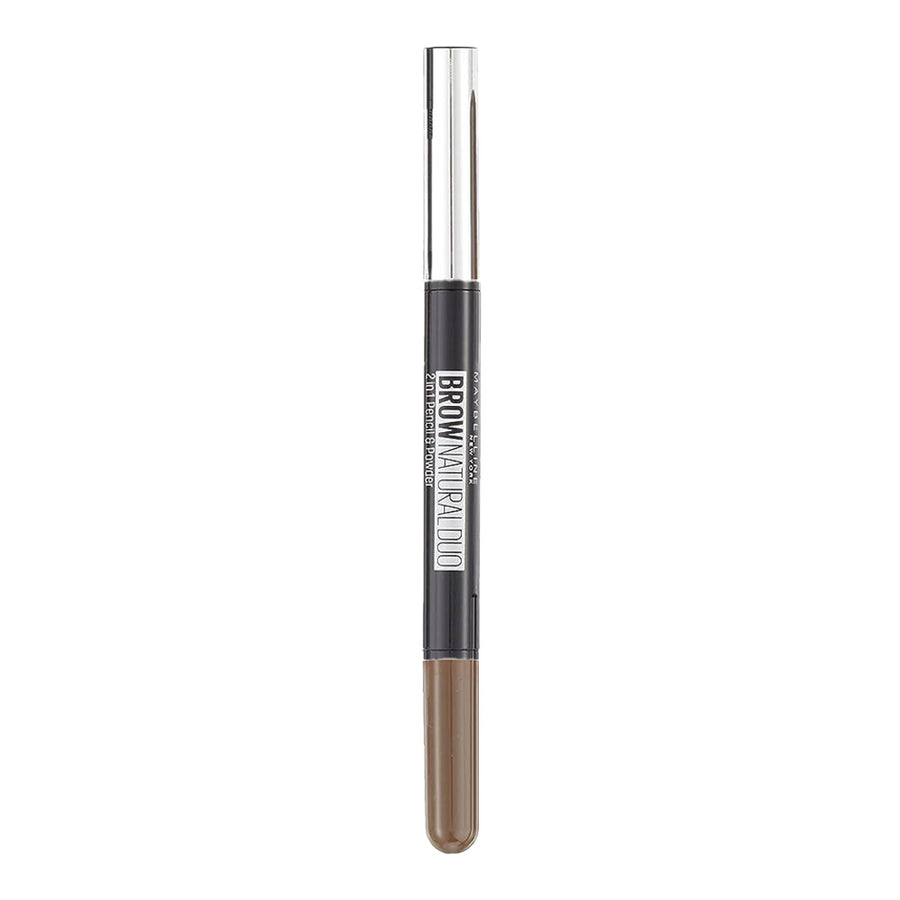 Maybelline Brow Natural Duo 0.65g Brown, 2-in-1 brow pencil and powder; waterproof, smudge-resistant natural finish