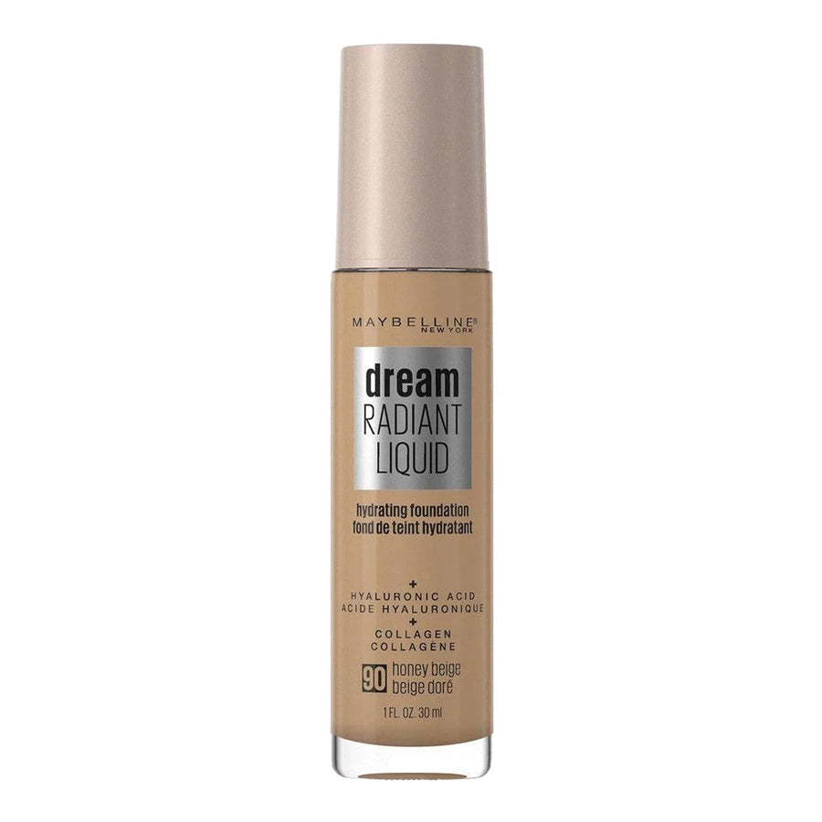 Maybelline Dream Radiant Liquid Foundation shade 90 Honey Beige with luminous finish, hydrating formula and longwear comfort