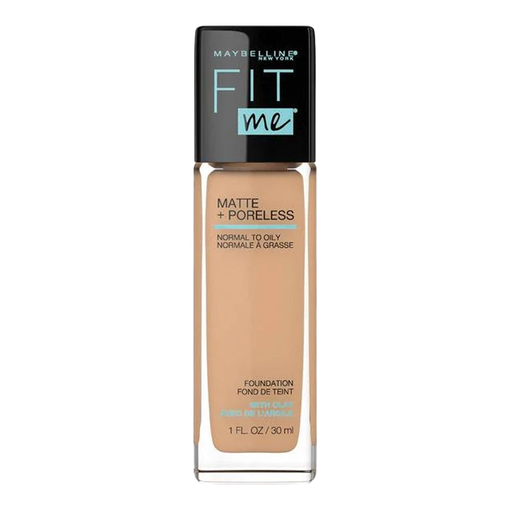 Maybelline Fit Me Matte + Poreless Foundation 228 Soft Tan with natural matte finish and pore-blurring coverage