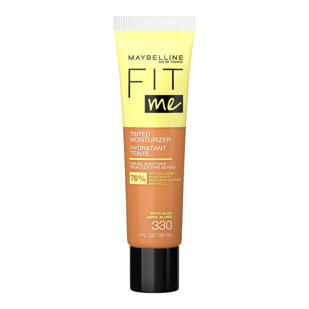 Maybelline Fit Me Tinted Moisturiser 330 with dewy finish, natural ingredients, pore-blurring and hydrating lightweight coverage