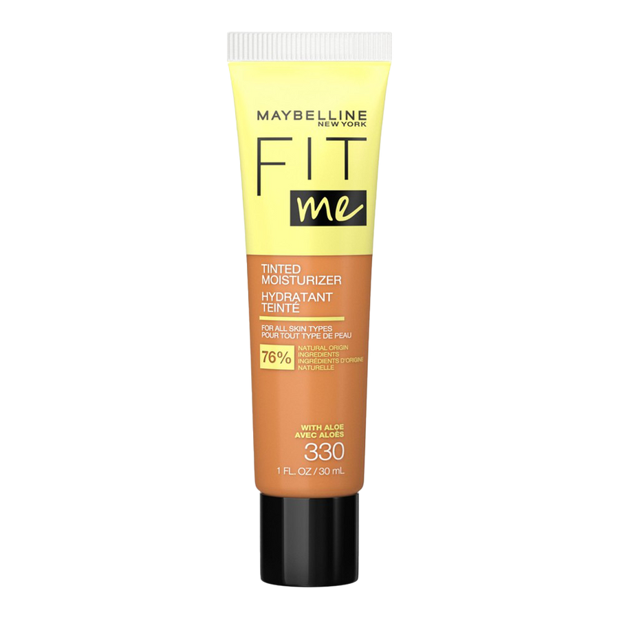 Maybelline Fit Me Tinted Moisturiser 330 with dewy finish, natural ingredients, pore-blurring and hydrating lightweight coverage