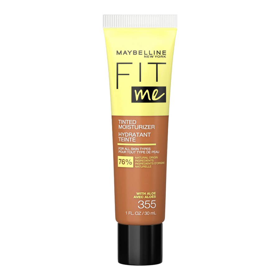 Maybelline Fit Me Tinted Moisturiser 355 with dewy finish, natural ingredients, pore-blurring and hydrating lightweight coverage