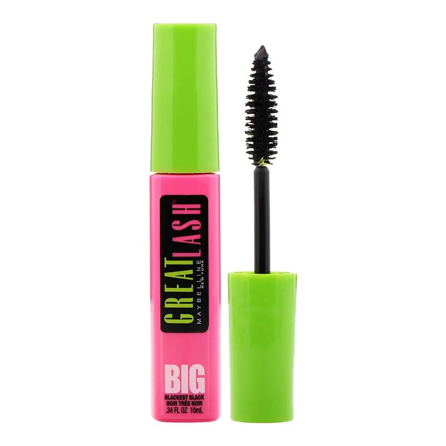 Maybelline Great Lash BIG Mascara 130 BLACKEST BLACK with big brush for bold, clump-free lash volume and definition