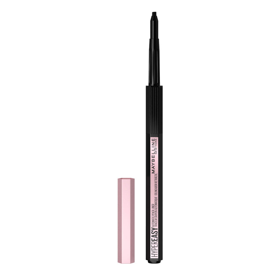 Maybelline Hyper Easy Mechanical Eyeliner in shade 001 BLACK with soft gel tip and hexagonal grip for skip-free precision application