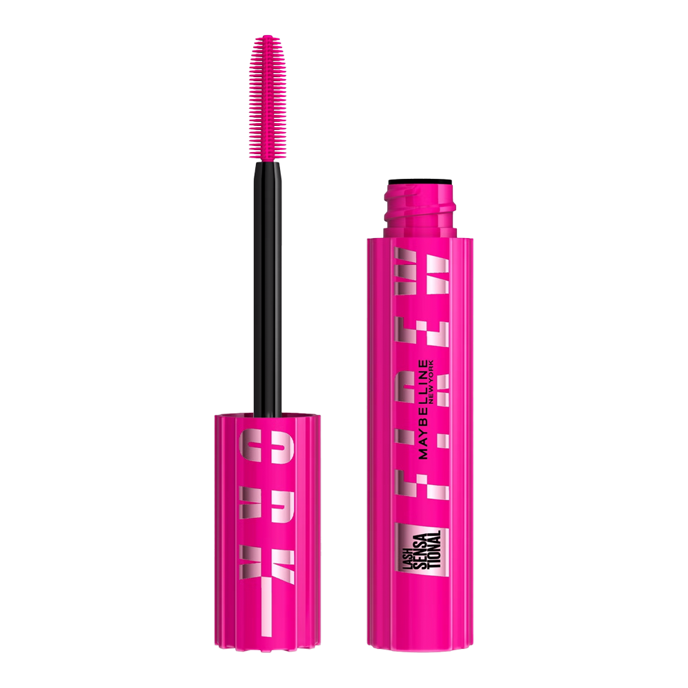 Maybelline Lash Sensational Firework Mascara in BLACK with spiral brush delivers bold, 360° lash impact and clean volume with all-day wear