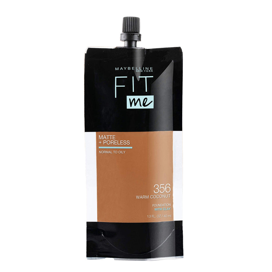 Maybelline Matte + Poreless Pouch 356 WARM COCONUT with matte finish, oil control and pore-blurring coverage in eco packaging