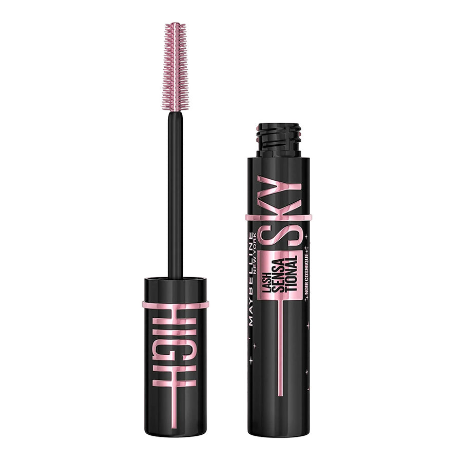 Maybelline Lash Sensational Sky High Mascara in COSMIC BLACK with Flex Tower brush and bamboo extract for bold, lifted lashes