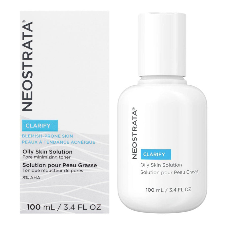 Neostrata Clarify Solution with 8% Glycolic Acid to exfoliate, unclog pores, and control oil on oily, acne-prone skin