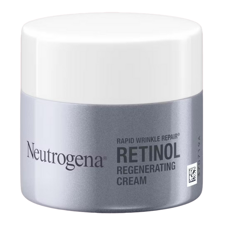 Neutrogena Retinol Regenerating Cream jar reduces deep wrinkles, fine lines and dark spots for smoother, younger-looking skin