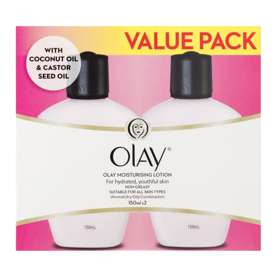 Olay Moisturising Lotion 2 Pack boxed – daily face and body lotion with lightweight, vitamin-rich hydration
