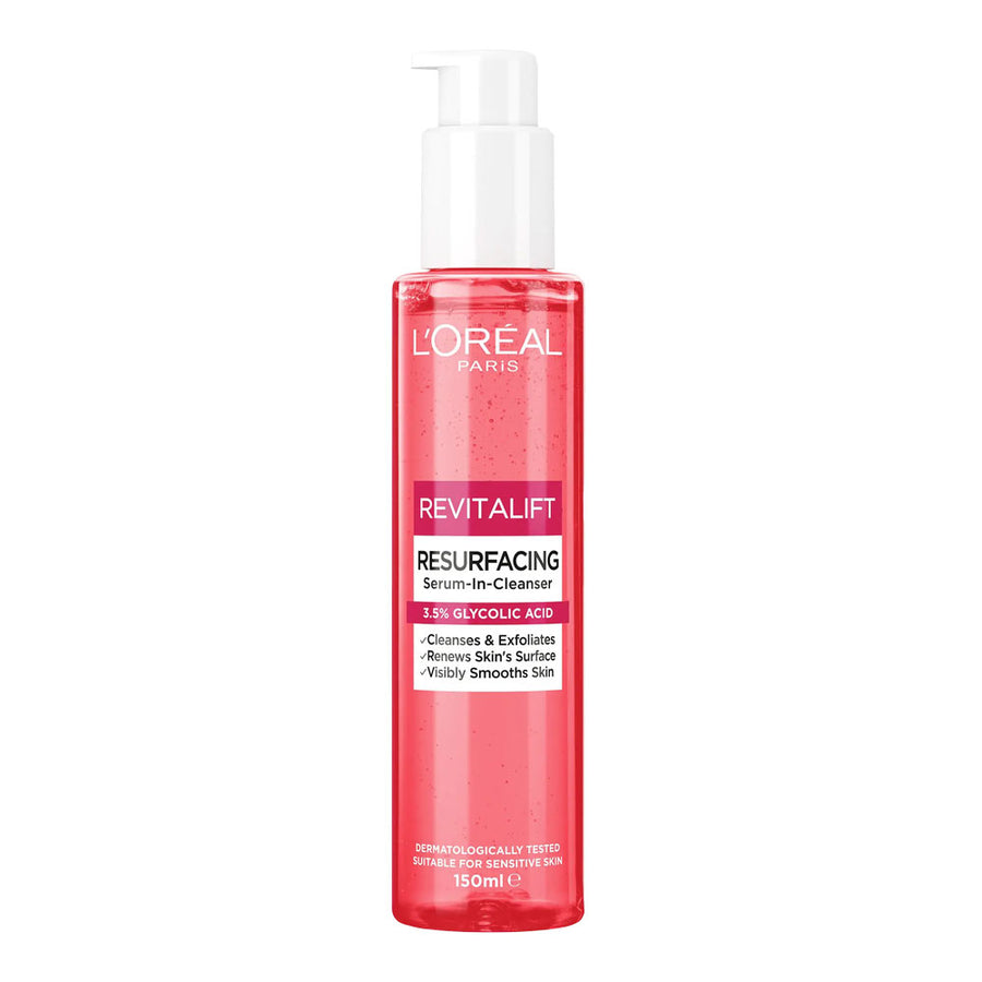 L'Oreal Revitalift Laser Cleanser enriched with Glycolic Acid to exfoliate and reveal radiant, smoother skin