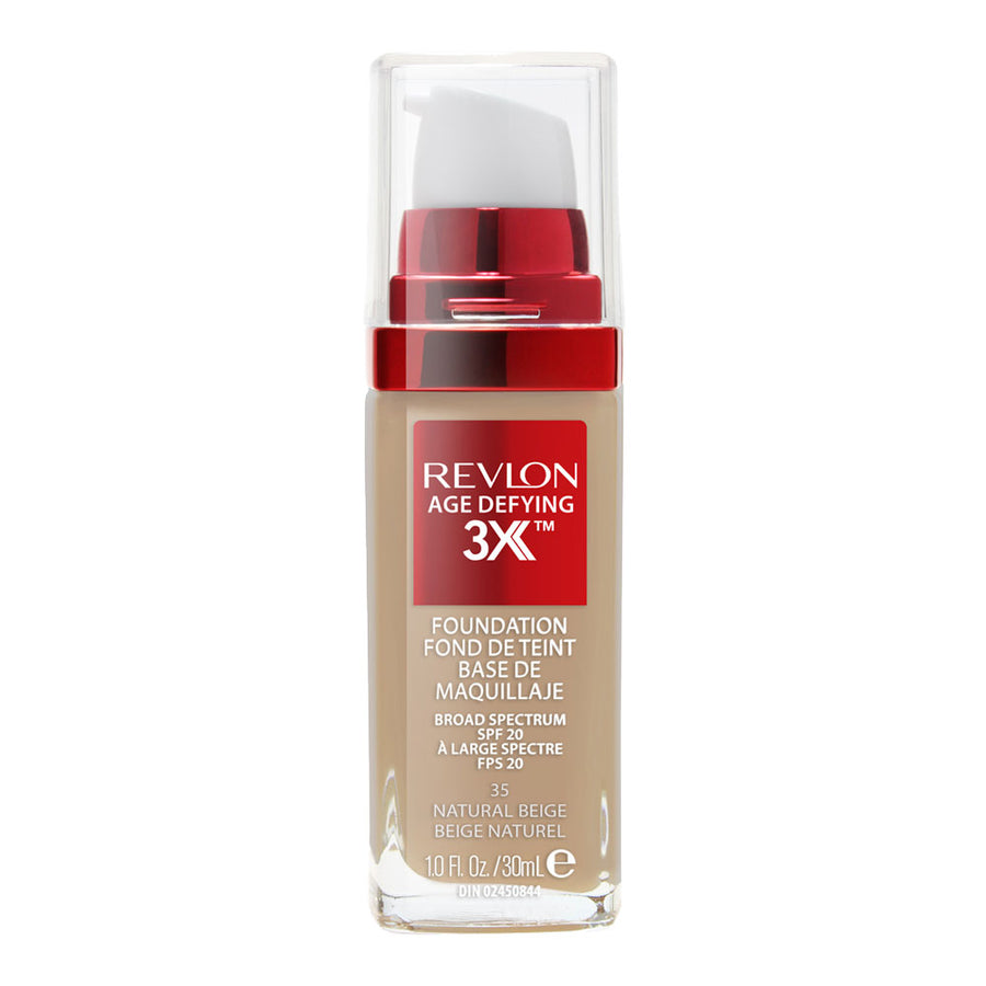 Revlon Age Defying 3X Foundation 30ml in 35 NATURAL BEIGE - Hydrating, anti-ageing makeup

