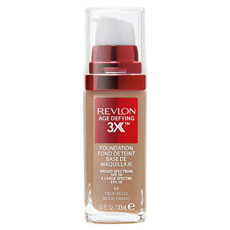 Revlon Age Defying 3X Foundation 30ml in 65 TRUE BEIGE - Hydrating, anti-ageing makeup
