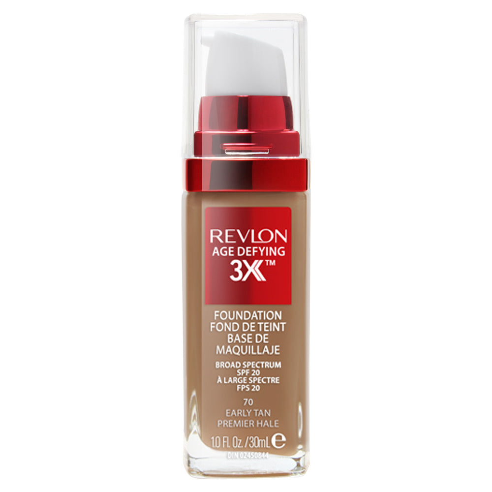 Revlon Age Defying 3X Foundation 30ml in 70 EARLY TAN - Hydrating, anti-ageing makeup
