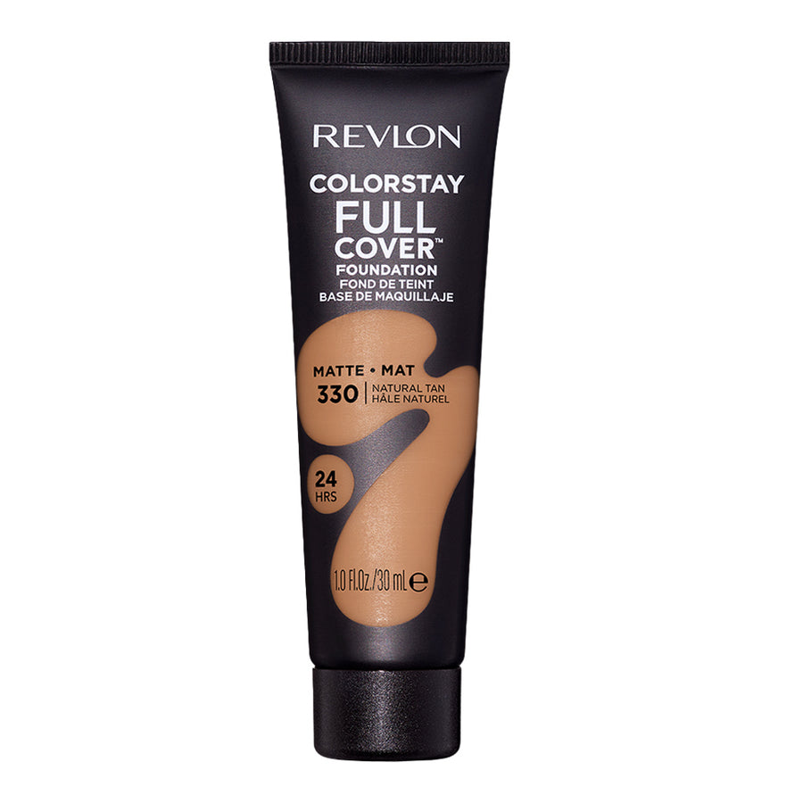 Revlon Full Cover Matte Foundation 330 Natural Tan lightweight 24HR wear with SPF35 and shine control Blush Fiji