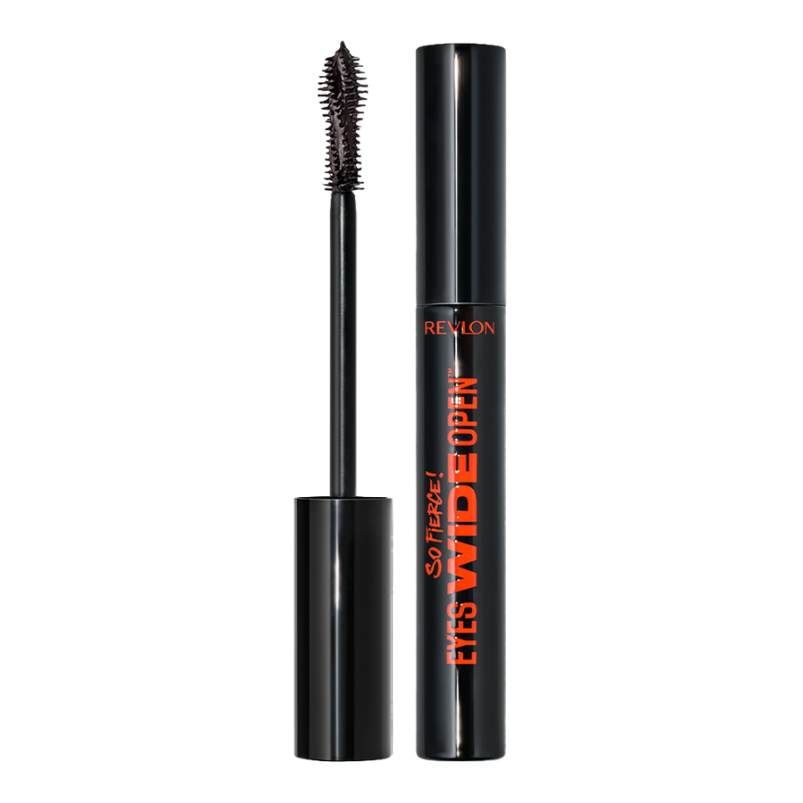 Revlon Eyes Wide Open Mascara 101 Blackest Black – volumising mascara with LiftLash, Push Up Brush and 24HR smudge-proof wear