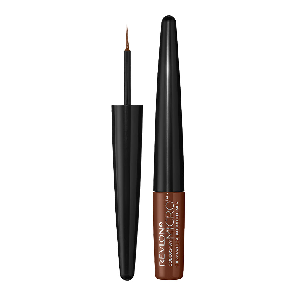 Revlon Micro Easy Liquid Liner 302 WHAT THE FUDGE – rich brown pigment, precise tip, water-resistant, 24HR wear