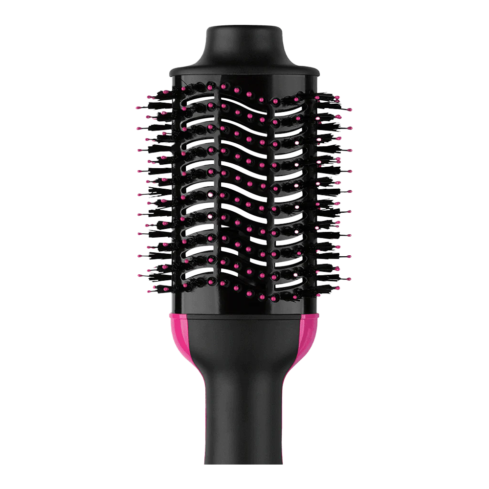 Revlon One-Step Volumiser in Black – close-up of oval head & bristles