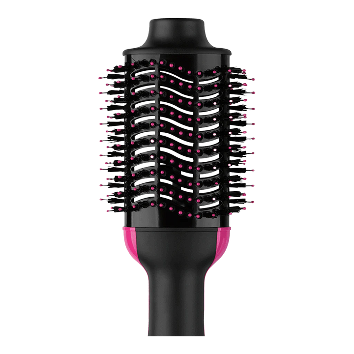Revlon One-Step Volumiser in Black – close-up of oval head & bristles